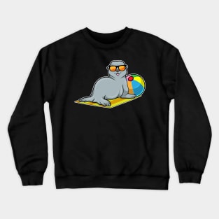 Seal at Sunbathing with Water polo & Sunglasses Crewneck Sweatshirt